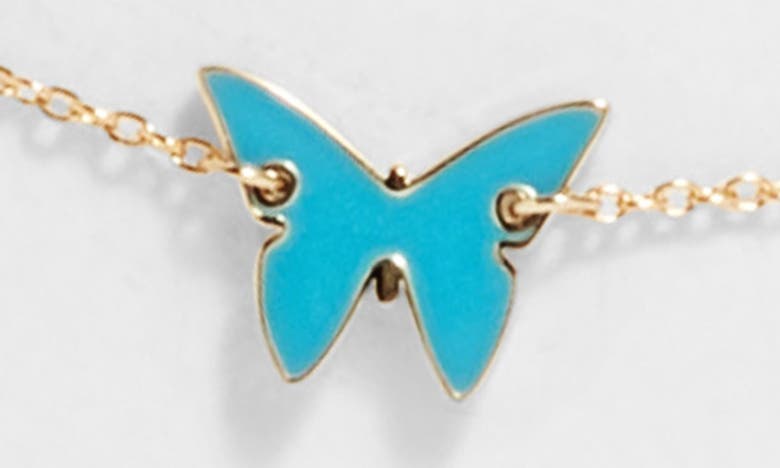 Shop Jennifer Zeuner Mariah Butterfly Anklet In Yellow Gold/turquoise