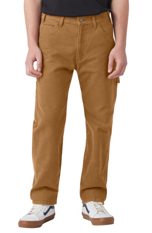 Dickies Cotton Duck Canvas Carpenter Pants in Stonewashed Brown Duck