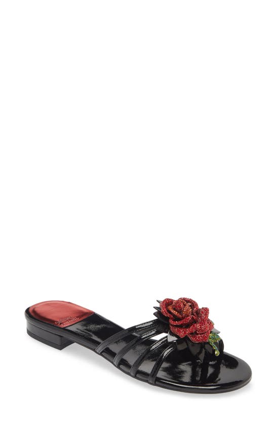 Shop Jeffrey Campbell Enchanted Slide Sandal In Black Patent Red