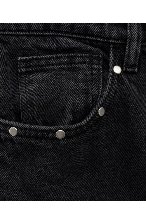 Shop Mango Billie Stud Straight Leg Jeans<br /> In Black Denim