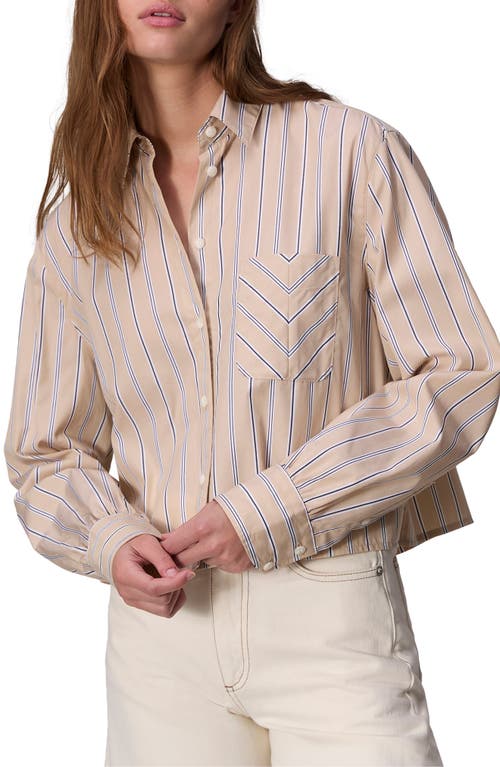 Shop Rag & Bone Maxine Stripe Crop Button-up Shirt In Khakimult