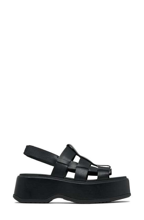 Shop Sorel Dayspring Slingback Platform Sandal In Black/ Black