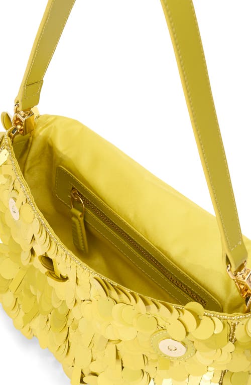 Shop Staud Timmy Sequin Shoulder Bag In Pear