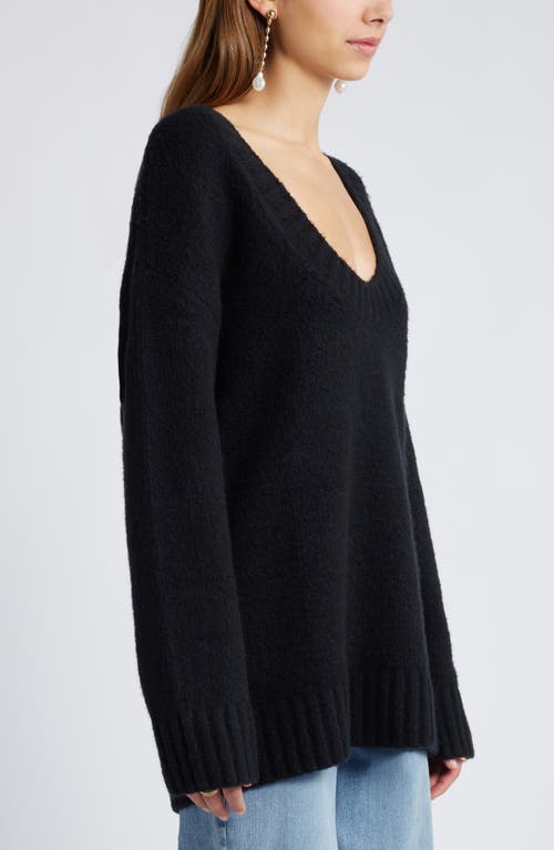 Shop Open Edit Oversize V-neck Sweater In Black