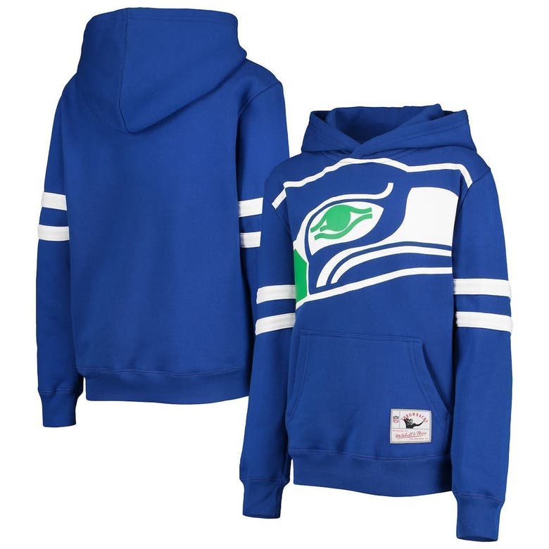 Mitchell & Ness Youth Seattle Seahawks Head Coach Royal Pullover Hoodie