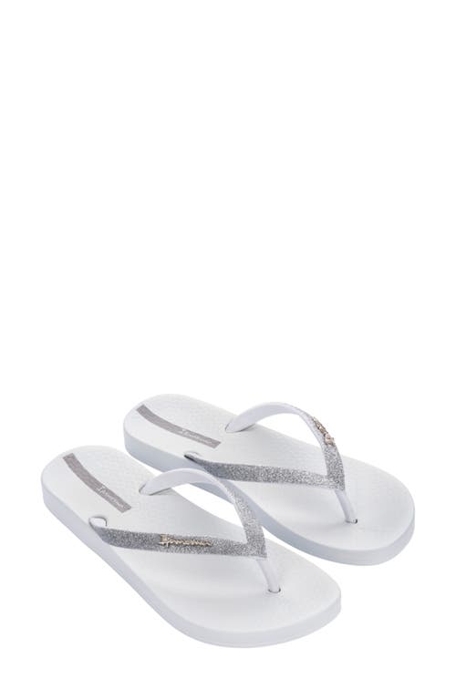 Ipanema Ana Sparkle Flip Flop In White/silver