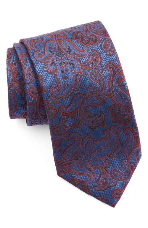 Canali Paisley Silk & Cotton Tie in Blue at Nordstrom