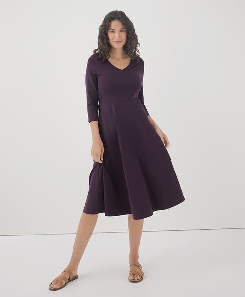 Shop Pact Organic Cotton Fit & Flare Midi Party Dress In Plum