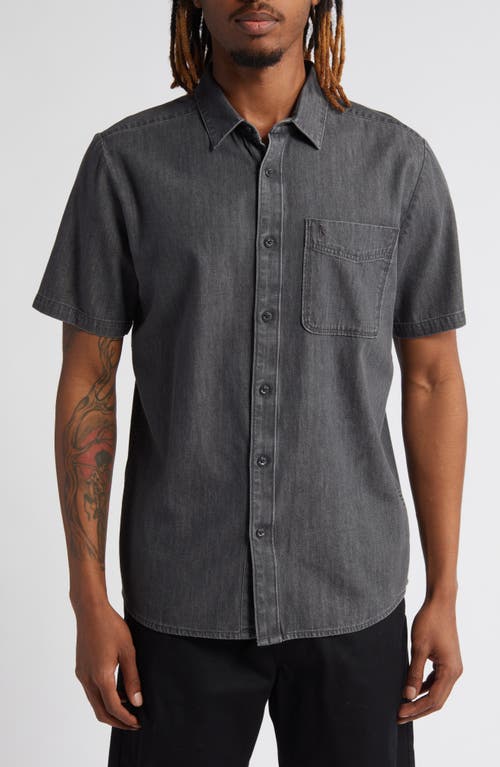 Shop Volcom Date Knight Short Sleeve Button-up Shirt In Stealth