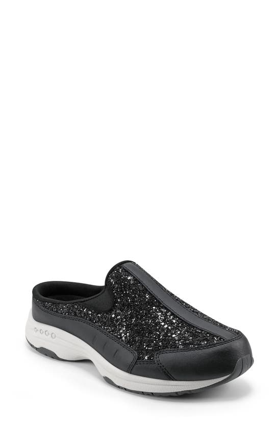 Easy Spirit Traveltime Glitter Slip-on Sneaker In Black