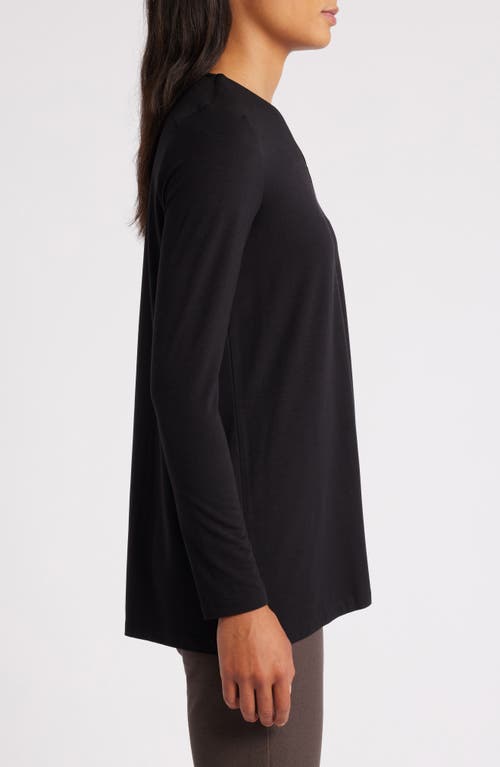 Eileen Fisher Long Sleeve V-neck Tunic Top In Black