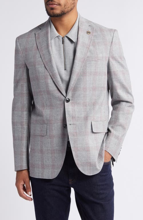 Shop Ted Baker London Karl Slim Fit Deco Plaid Stretch Cotton & Linen Blend Sport Coat In Light Grey