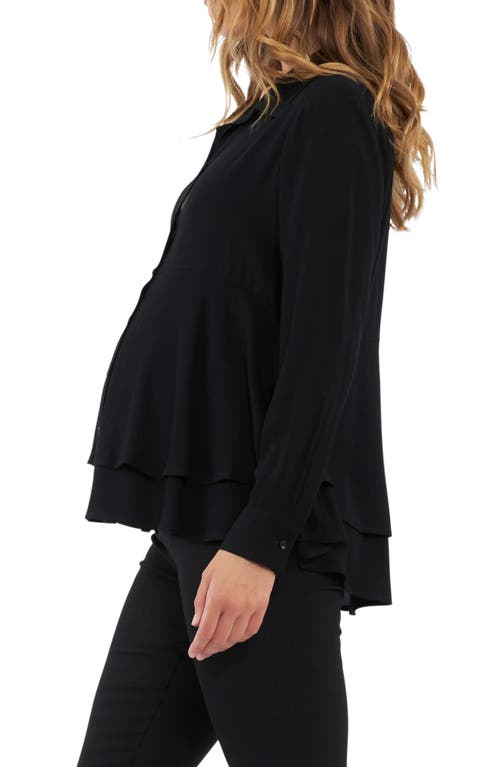 Shop Ripe Maternity Evelyn Peplum Maternity/nursing Shirt In Black