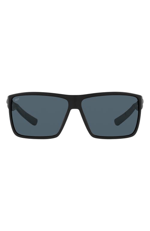 Costa Del Mar 63mm Polarized Oversize Rectangular Sunglasses in Matte Black 2 at Nordstrom