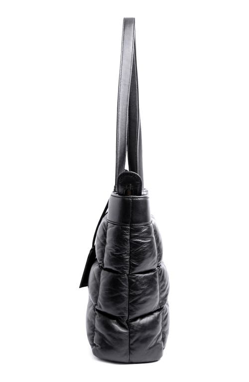 Old Trend Puff Clover Leather Tote Bag In Black