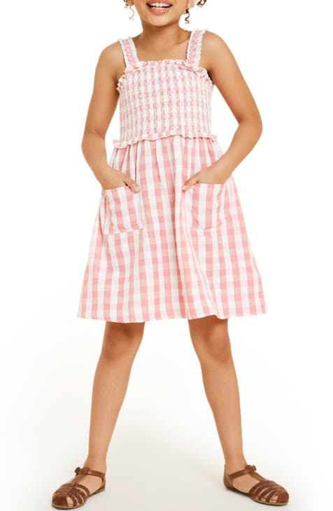 Kids' Checker Print Smocked Dress (Big Kid)