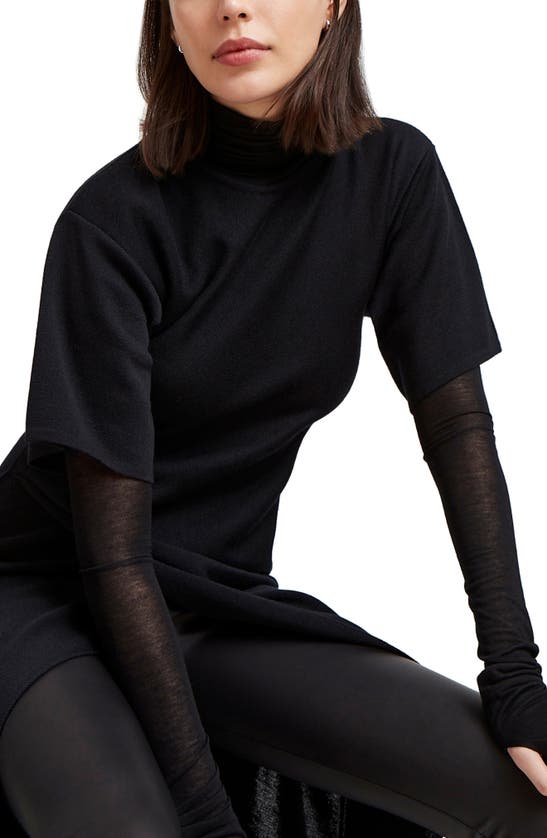 Marcella Koya Turtleneck Merino Wool Tunic In Black