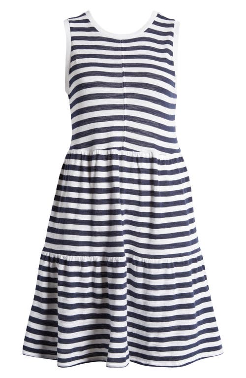 Caslonr Caslon(r) Sleeveless Tiered Jersey Dress In Navy- White Charm Stripe