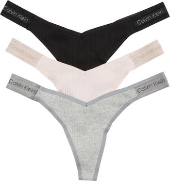 Calvin Klein Refined Ribbed Thongs - Pack of 3