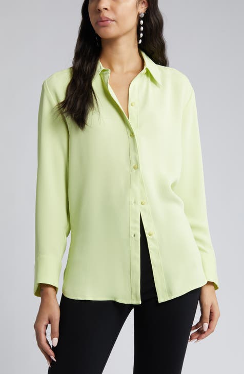 Green Glow 2023 Button Down Shirts for Women Oversized Short