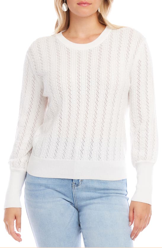 Shop Karen Kane Pointillé Knit Sweater In Off White
