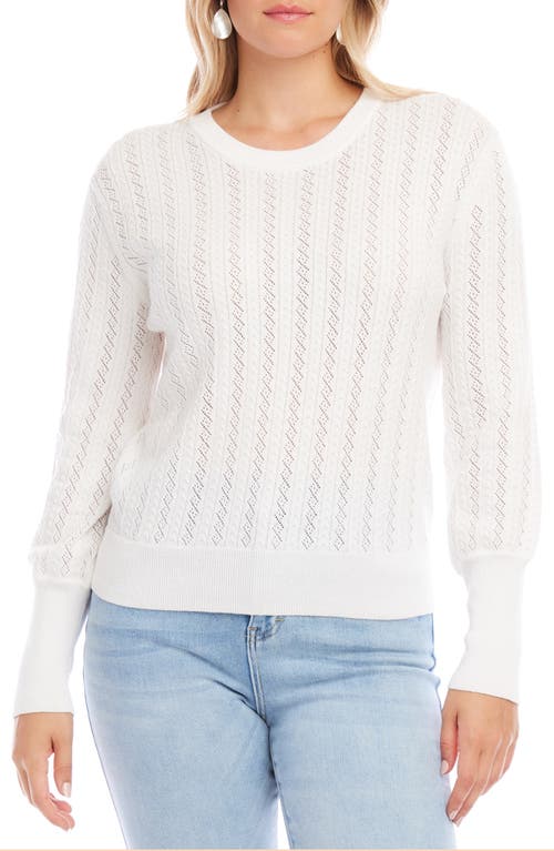 Pointillé Knit Sweater in Off White