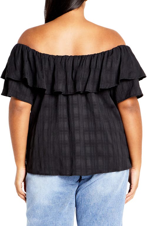 Shop City Chic Christy Off The Shoulder Ruffle Top In Black