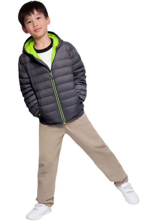 Rokka&rolla Kids' Ultra Light Quilt Packable Down Jacket In Charcoal