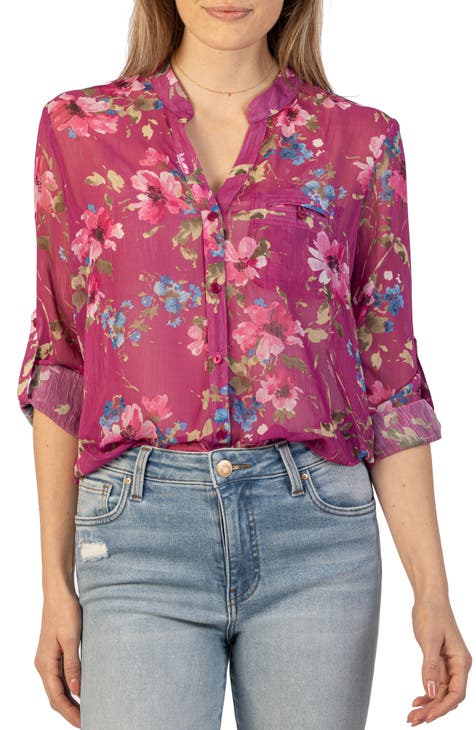 N/A Ruffles Solid Color Chiffon Shirt Spring Summer Elegant Blouse