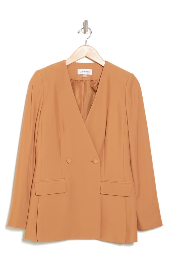 Shop Calvin Klein Double Breasted Blazer In Luggage