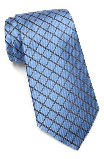 Perry Ellis Babbaro Grid Print Tie In Blue