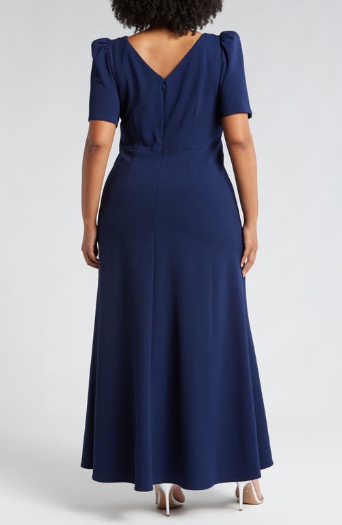 Shop Alex Evenings Embellished Ruffle Gown In Navy