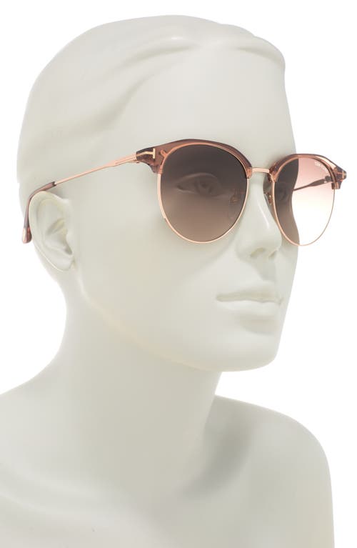 Tom Ford 55mm Gradient Round Sunglasses In Light Brown/gradient Brown