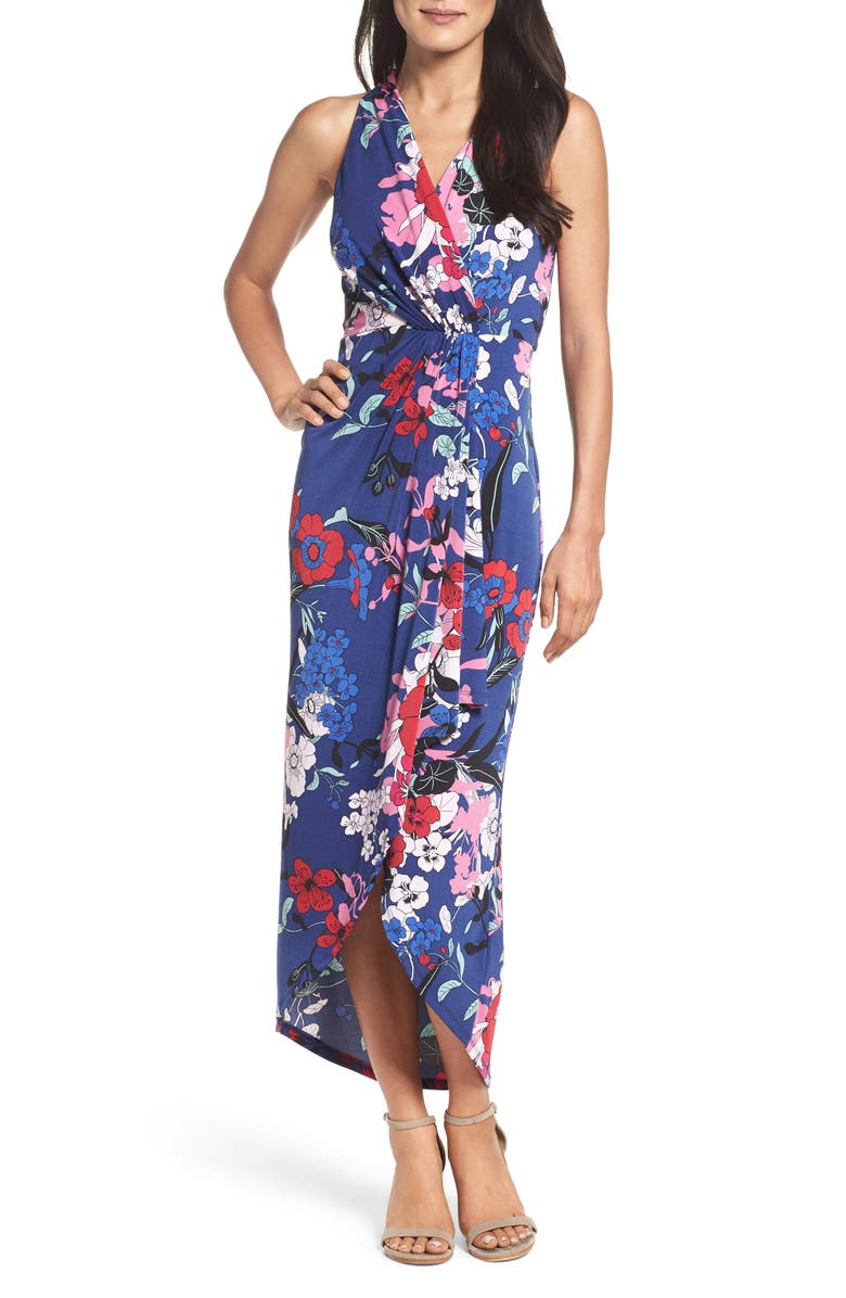 Adrianna Papell Halter High/Low Faux Wrap Maxi Dress Nordstrom