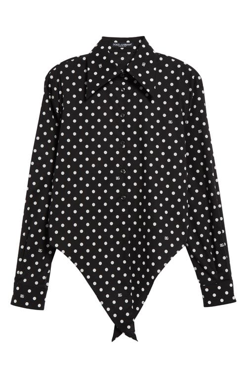 DOLCE & GABBANA DOLCE&GABBANA POLKA DOT LONG SLEEVE BUTTON-UP CROP SHIRT 