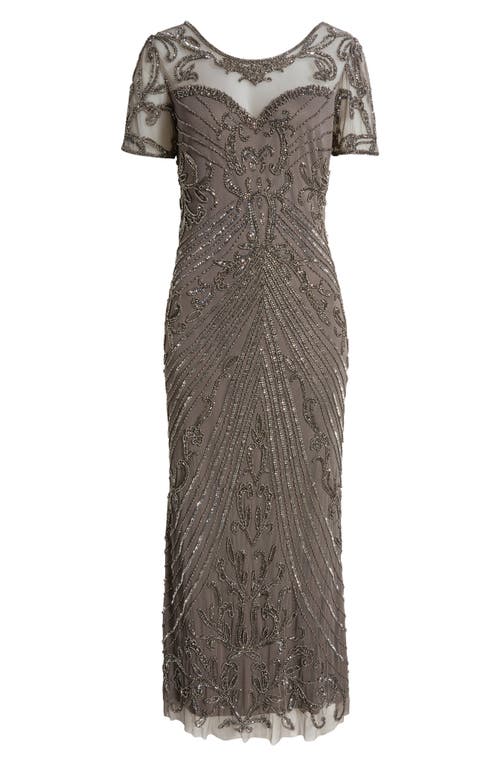 PISARRO NIGHTS PISARRO NIGHTS ILLUSION BEADED MESH COLUMN GOWN 