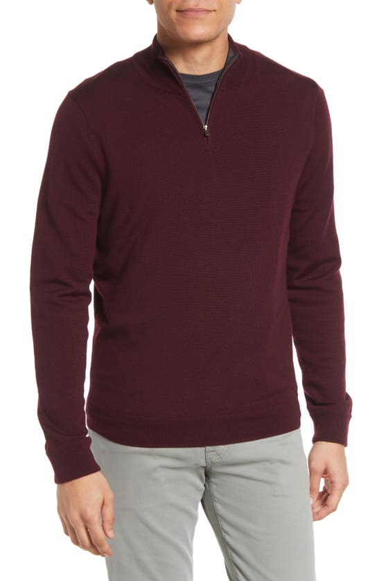 Nordstrom Washable Merino Quarter Zip Sweater In Burgundy Stem