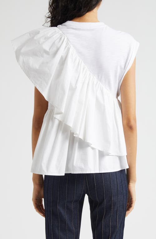 Shop Cinq À Sept Micki Woven Ruffle Layer T-shirt In White