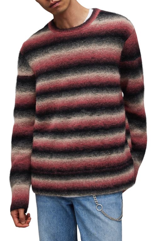 AllSaints Aurora Stripe Wool & Mohair Blend Sweater Pink Marl at Nordstrom,