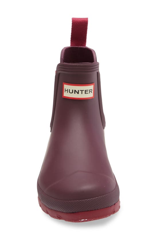 Hunter Original Waterproof Chelsea Rain Boot In Chestnut Crust/ Hayes Burgundy