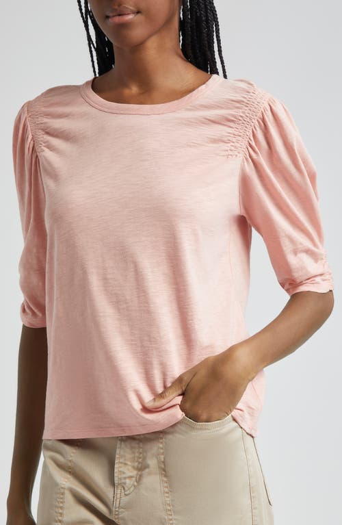 Shop Veronica Beard Jessa Smocked Shoulder Cotton T-shirt In Rosebloom