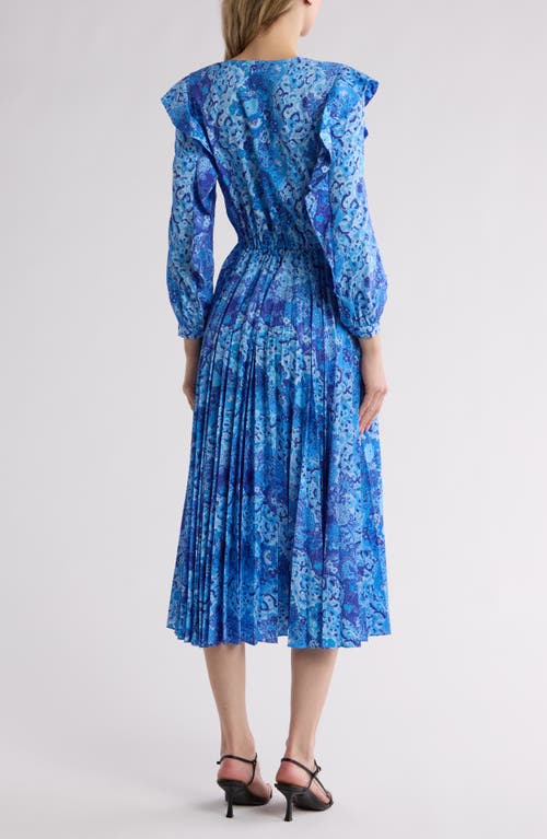 Derek Lam 10 Crosby C V-neck Ruffle Maxi Dresshrishelle In Navy Multi