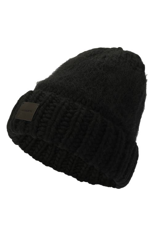 Allsaints Yarn Mix Knit Beanie In Black