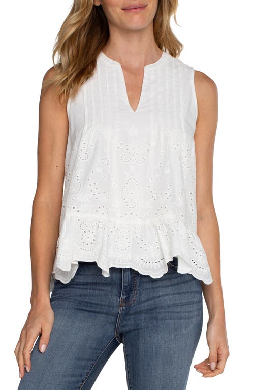 Liverpool Los Angeles Embroidered Eyelet Sleeveless Top White at Nordstrom,