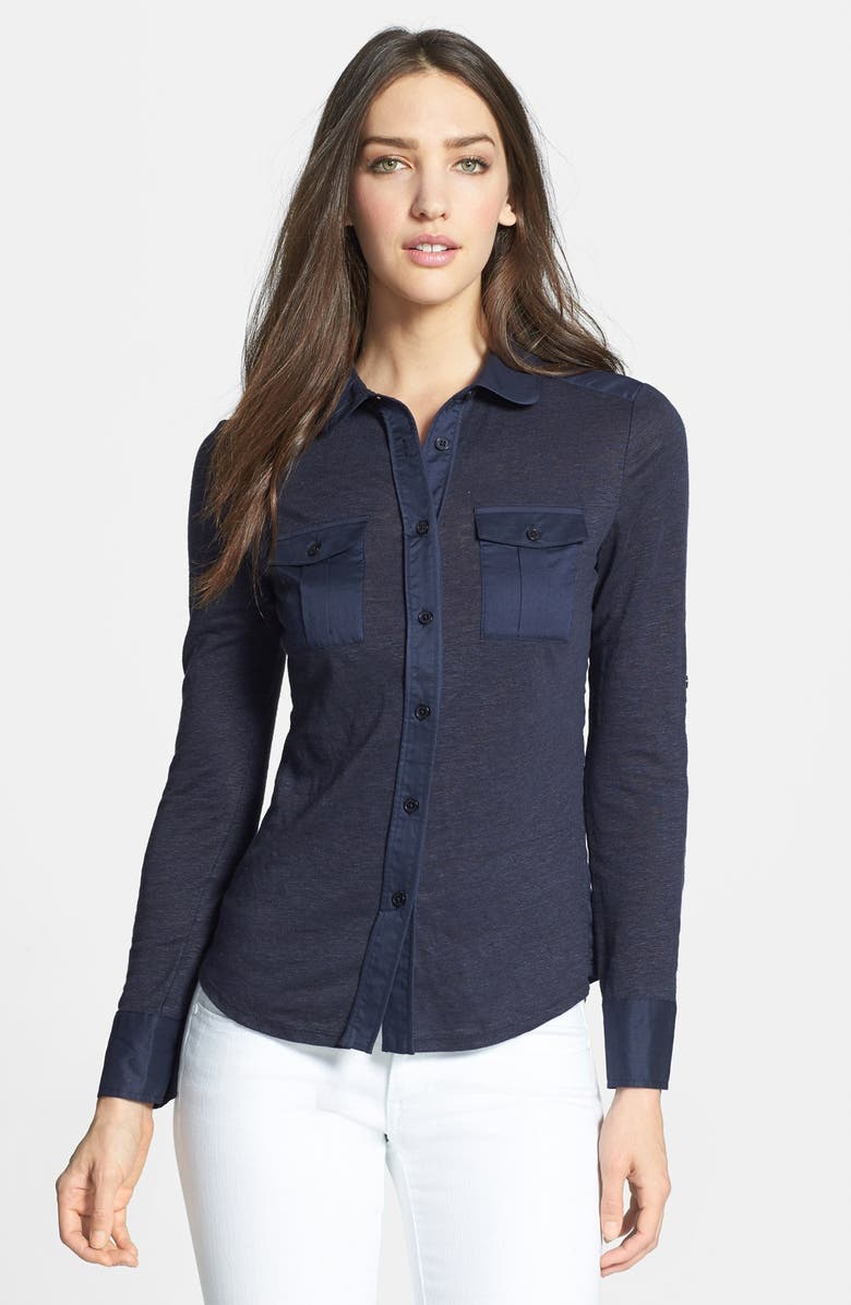 Tory Burch 'Tinley' Mixed Media Top | Nordstrom