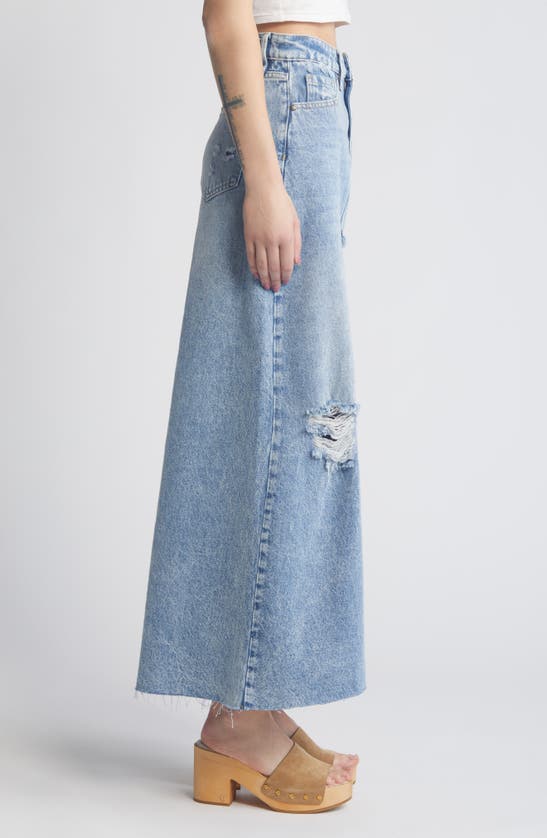 Shop Ptcl Front Slit Denim Maxi Skirt In Medium Wash