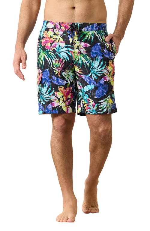 Tommy Bahama Baja Hasta La Fuego Floral Swim Trunks Black at Nordstrom,