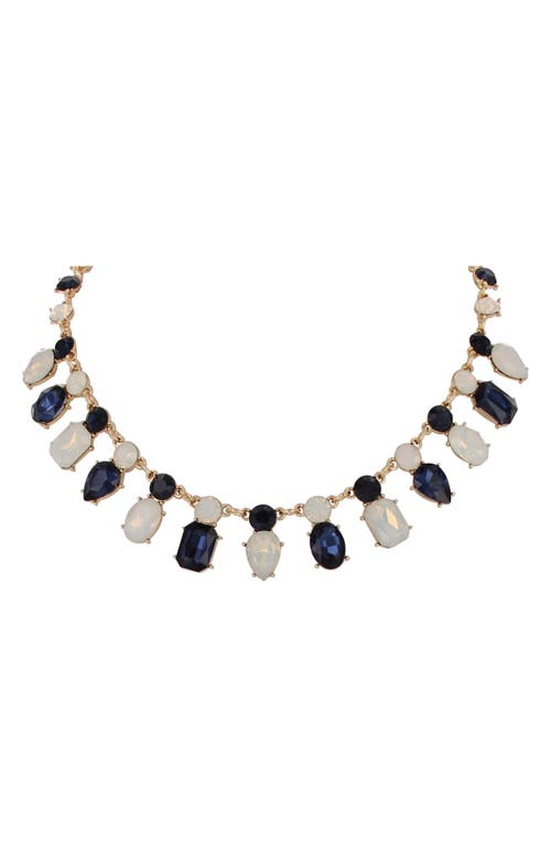 Shop Olivia Welles Oriana Mixed Crystal Collar Necklace In Gold/blue