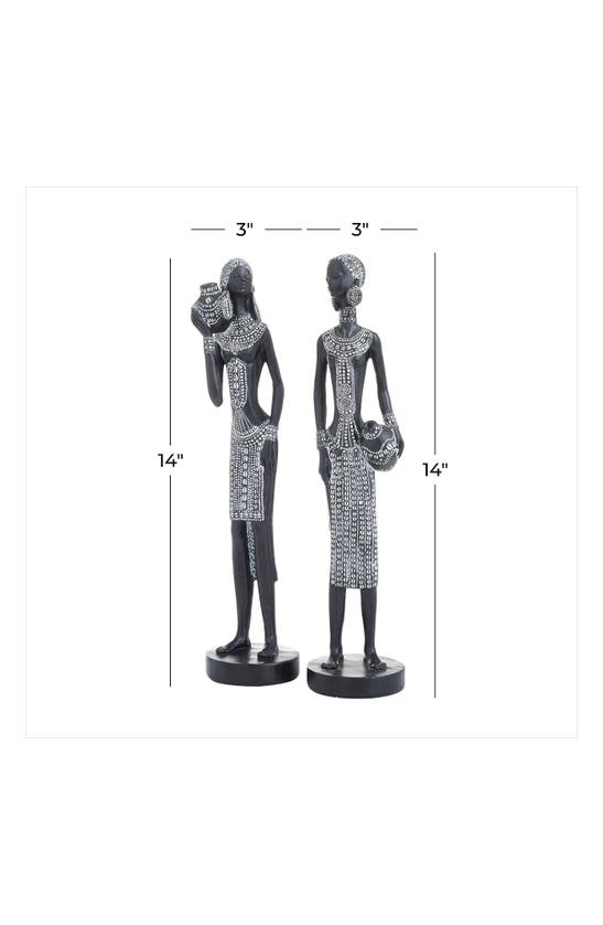 VIVIAN LUNE HOME VIVIAN LUNE HOME BLACK POLYSTONE STANDING WOMAN SCULPTURE WITH INTRICATE DETAIL