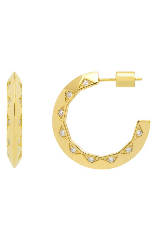 Quilted Cubic Zirconia Hoop Earrings in Gold